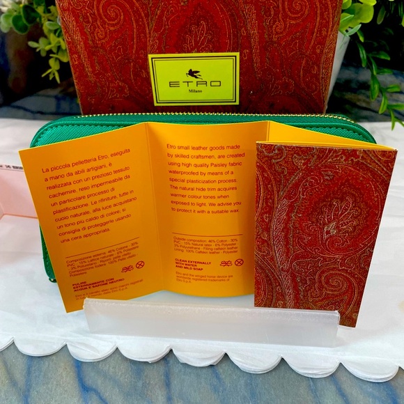 ETRO Milano Zip Around Continental Long Wallet Made In Italy ~ NWT! - Picture 8 of 17